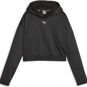 NWOT PUMA Strong Power Fleece Women's Cropped Hoodie Size XS in Black